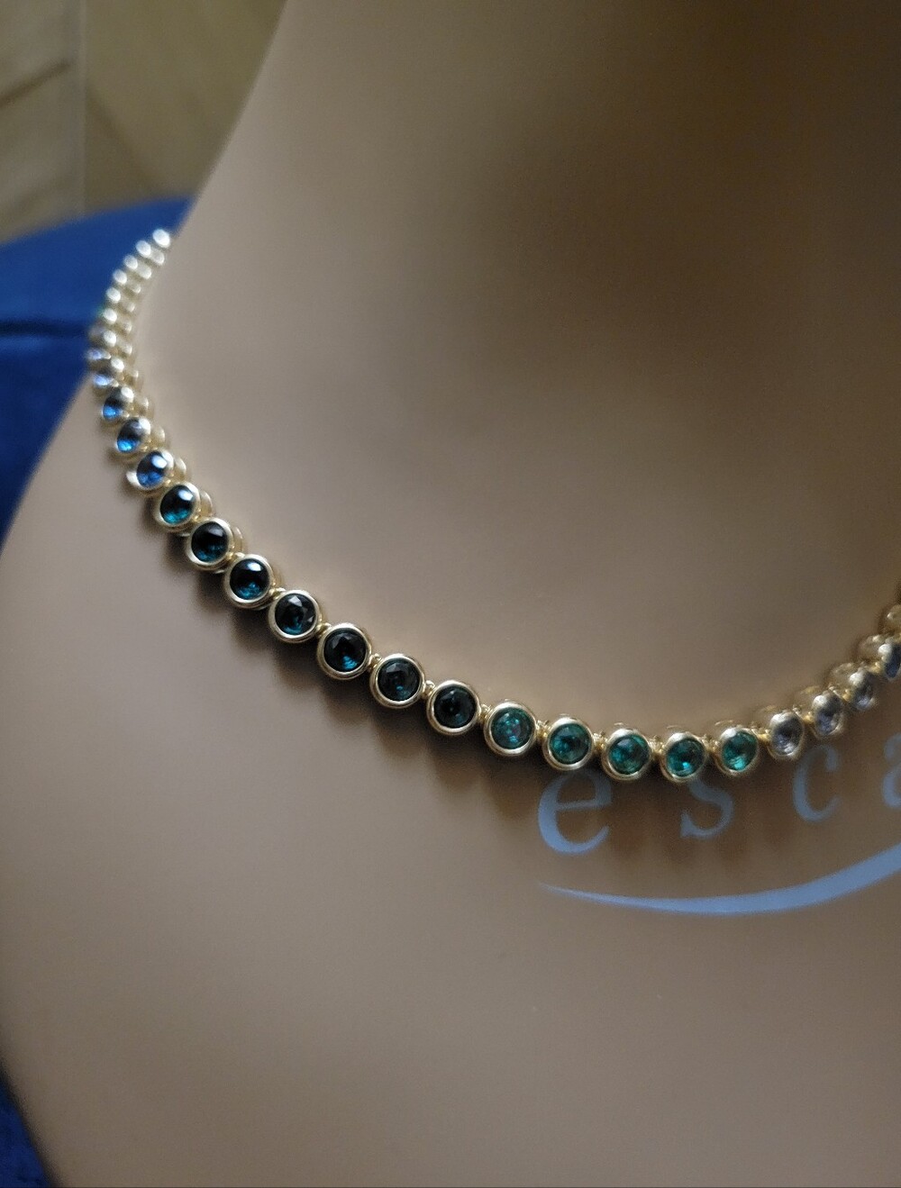 Kendra Scott Carmen Tennis Necklace with Bezel Set Emerald Green Stones